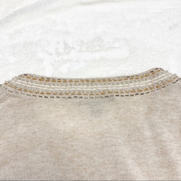 BANANA REPUBLIC Beige Embellished Beaded Wool Blend Sweater size Small - Picture 6 of 10
